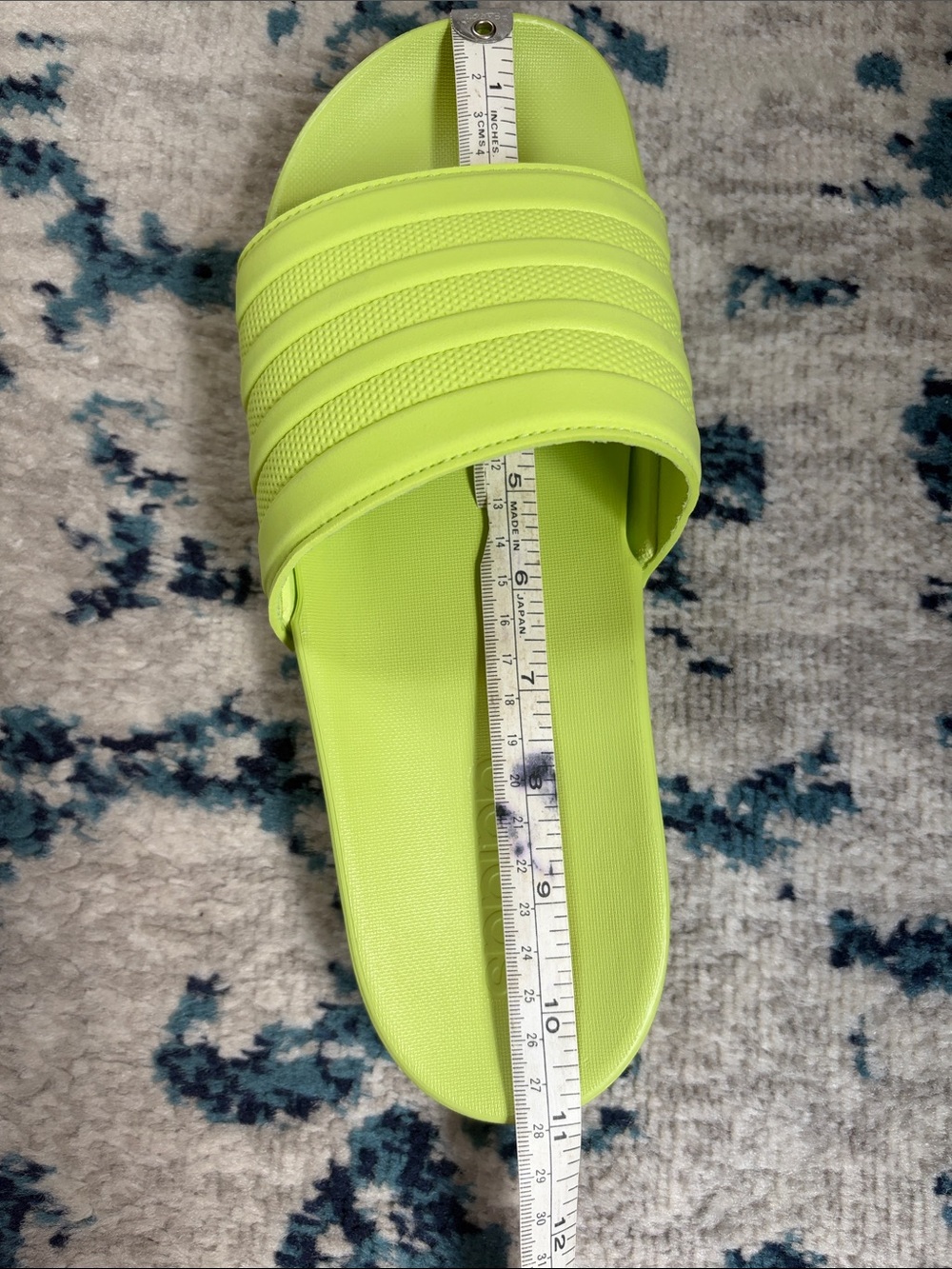adidas Adilette Comfort Slides in Neon Yellow-Green - Picture 5 of 6